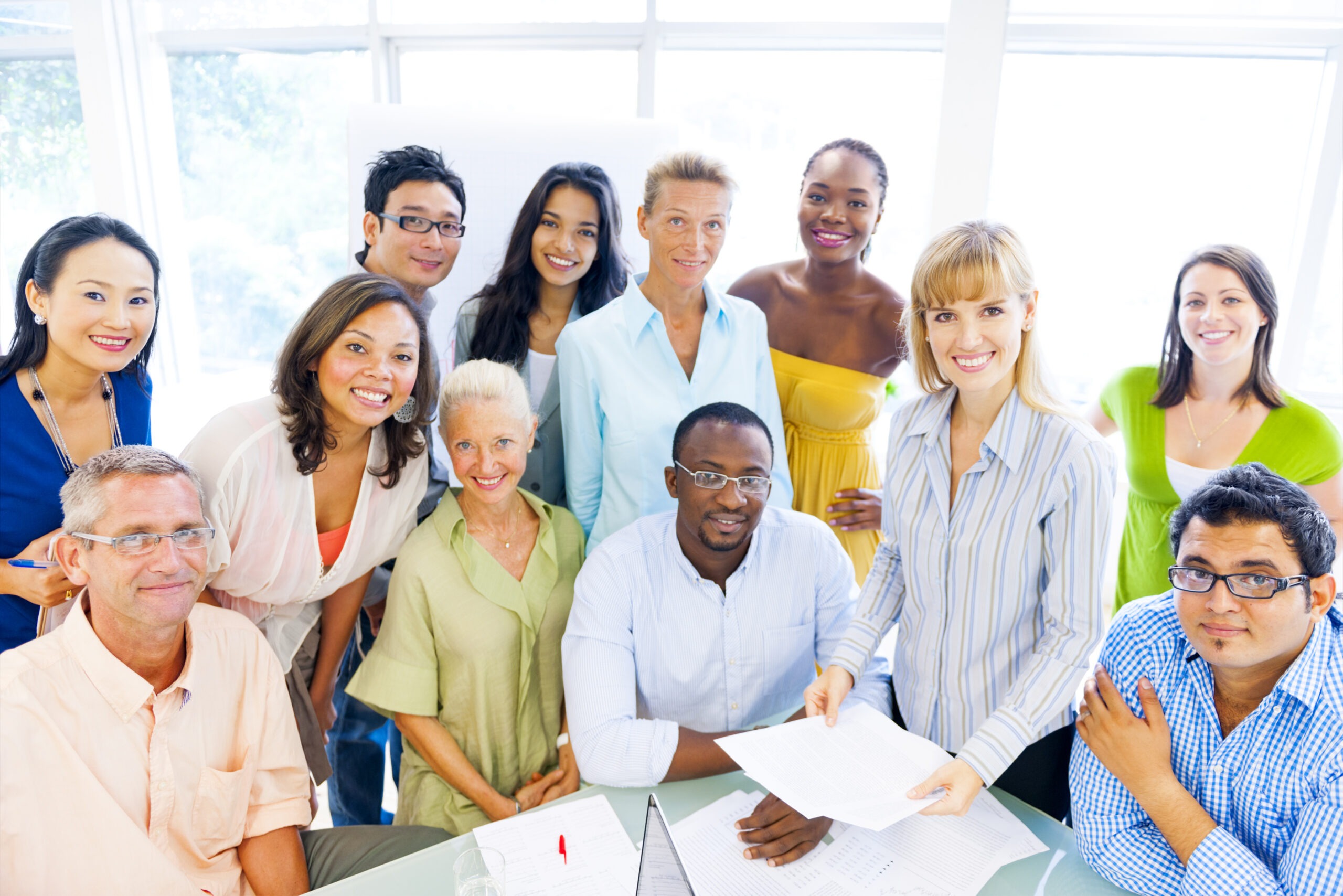 Group of Diverse Business Colleagues Smiling at Office